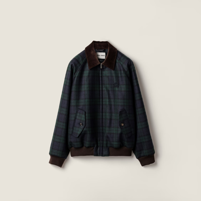 ミュウミュウレディースチェックブルゾンジャケットc8631