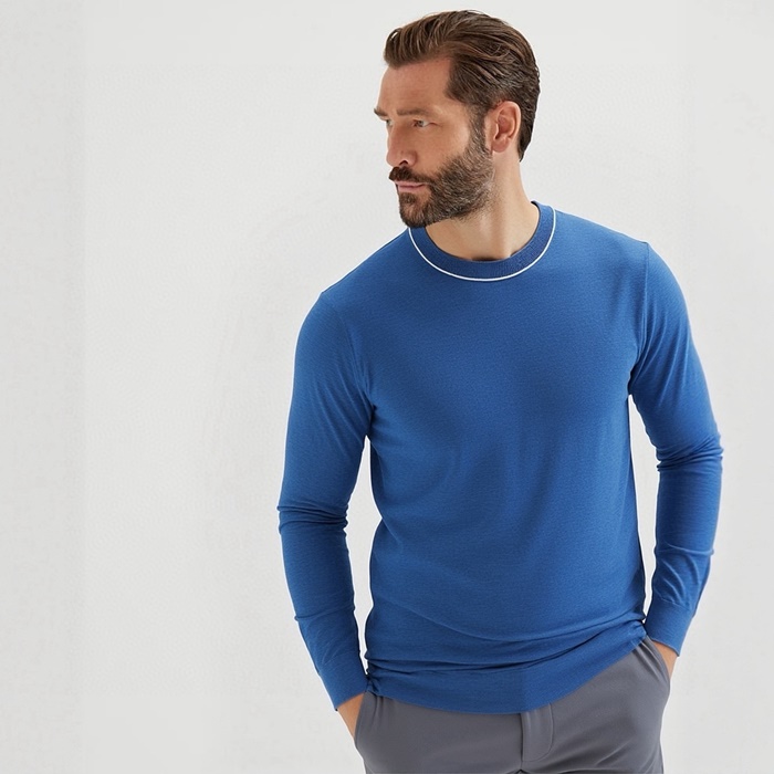 ブルネロクチネリメンズラウンドニットc8761