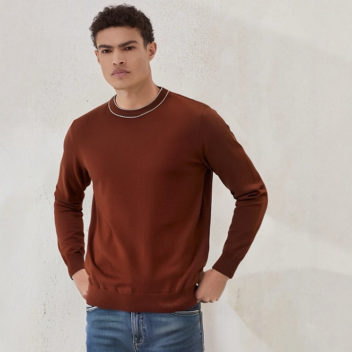 ブルネロクチネリメンズラウンドニットc8764