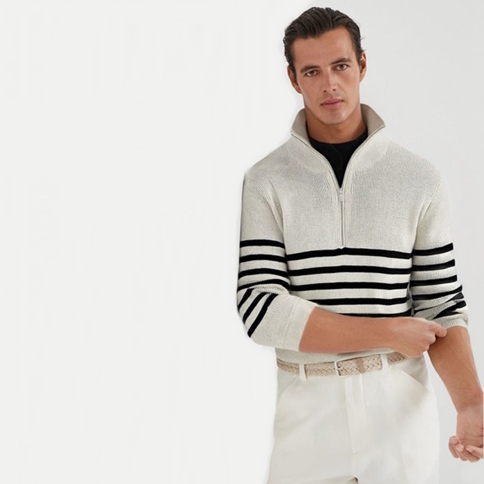 ブルネロクチネリメンズジップアップニット-c8810