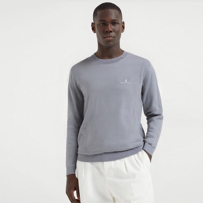 ブルネロクチネリメンズラウンドニットc8814