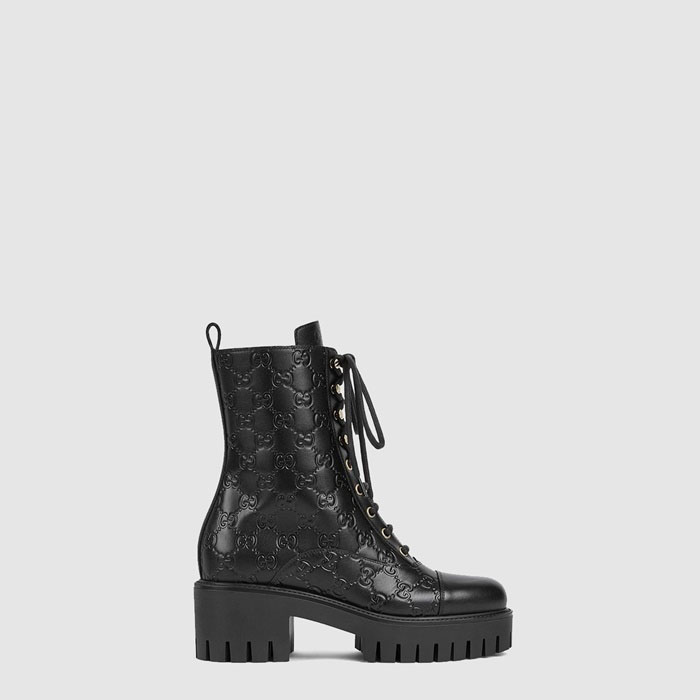 グッチレディースレースアップアンケルブーツs8598