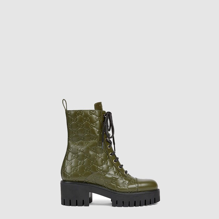 グッチレディースレースアップアンケルブーツs8599