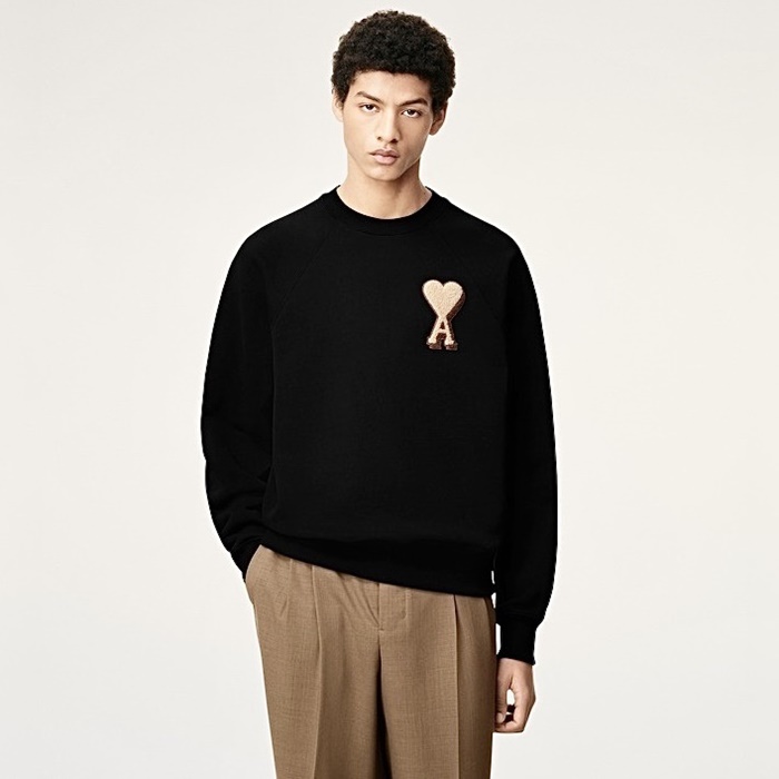 アミユニセックスクルーネック長袖Tシャツc8968