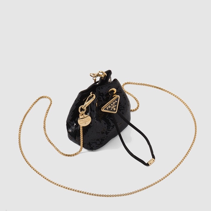 プラダレディーススパンコールサテンミニパウチ1R016b11894