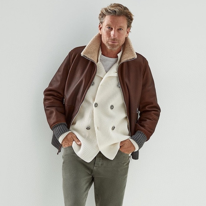 ブルネロクチネリメンズレザージャケットc12266