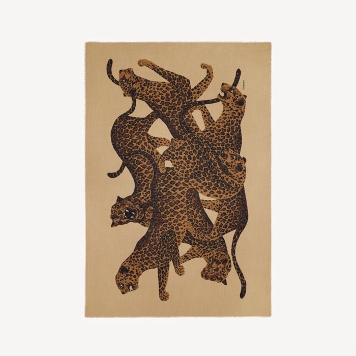 サンローランレディースレオパードストールc6202