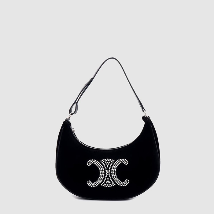 セリーヌレディースアヴァベルベットトリオンフショルダーバッグb13051