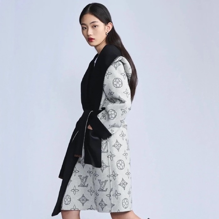 ルイヴィトンレディース両面ロングフードラップコートc12820