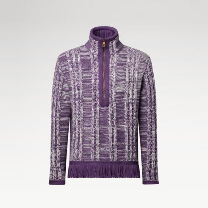 ルイヴィトンメンズストライプドジャカードハーフジッパーセーターc12823