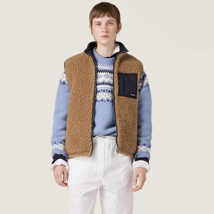 ミュウミュウユニセックスフランネルベスト-c12907