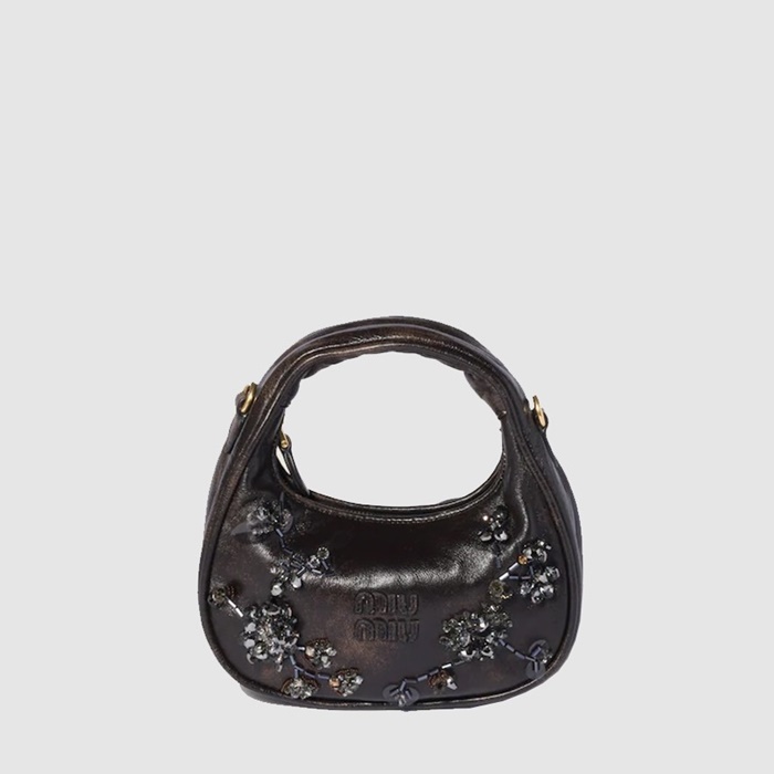 ミュウミュウレディースワンダー刺繍レザーミニバッグb13219