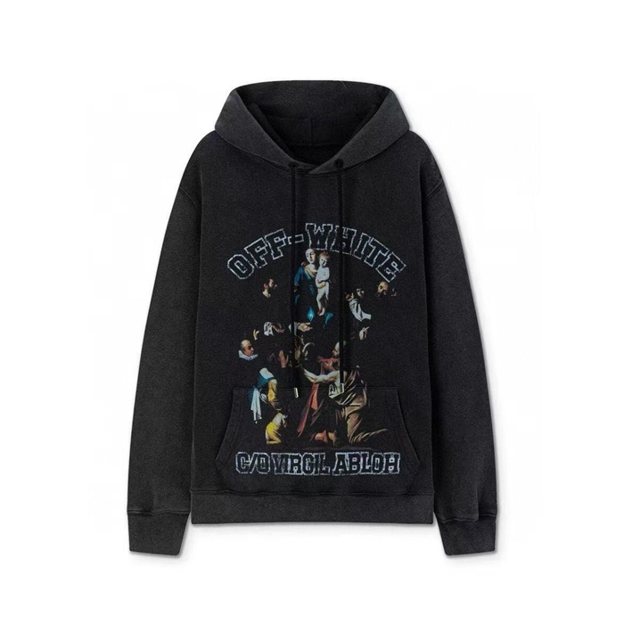 オフホワイトメンズカジュアルフーディc13160