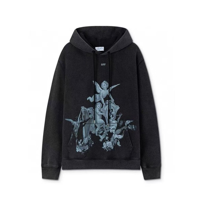 オフホワイトメンズカジュアルフーディc13161