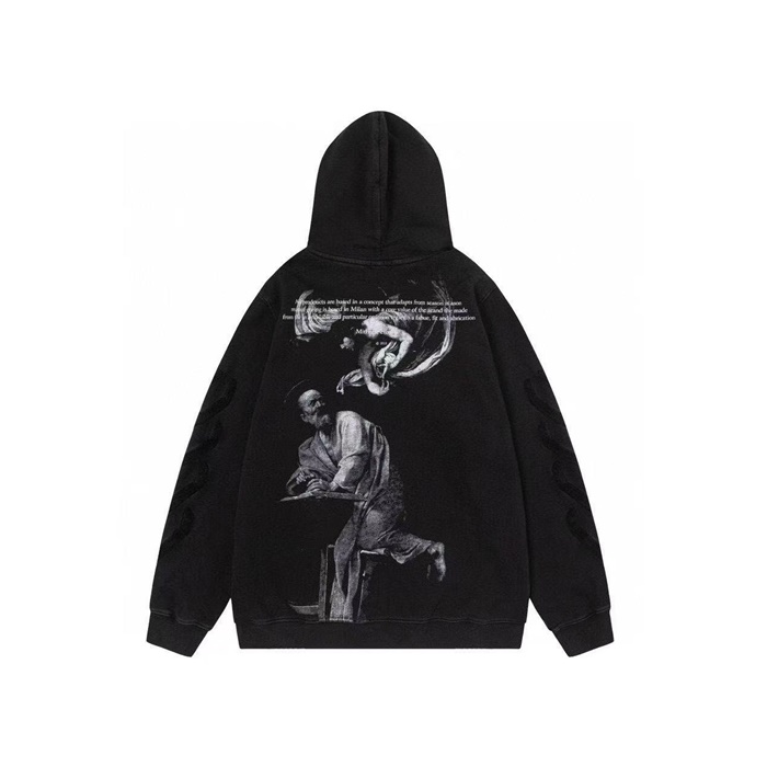 オフホワイトメンズカジュアルフーディc13165