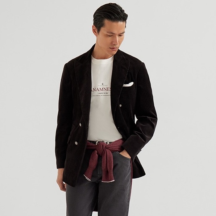 ブルネロクチネリメンズラウンドシャツc13259