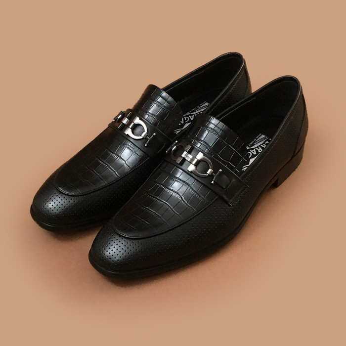  フェラガモメンズレザーオックスフォードFGMS0452,ブラック