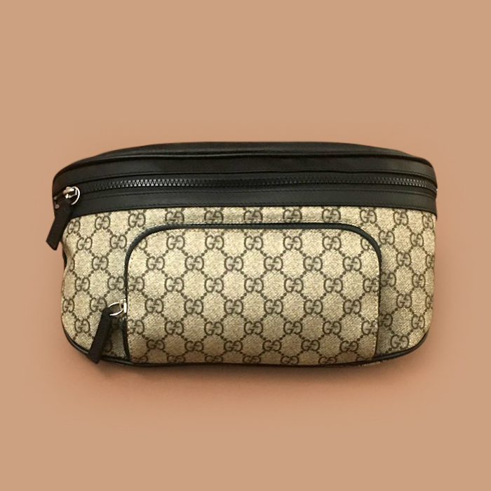  グッチメンズ GG シュプリーム ベルトバッグ,33cm,GUB1284,ブラック