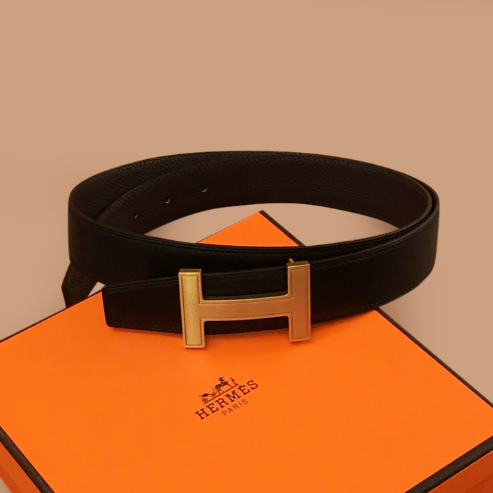  エルメスユニセックス リバーシブルレザーベルト HERBT0040.Size(3.2cm).ダークブラウン