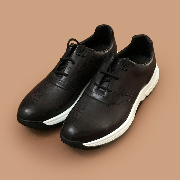  ベルルッティメンズレザーランニングシューズ,BERTS0109, ブラック