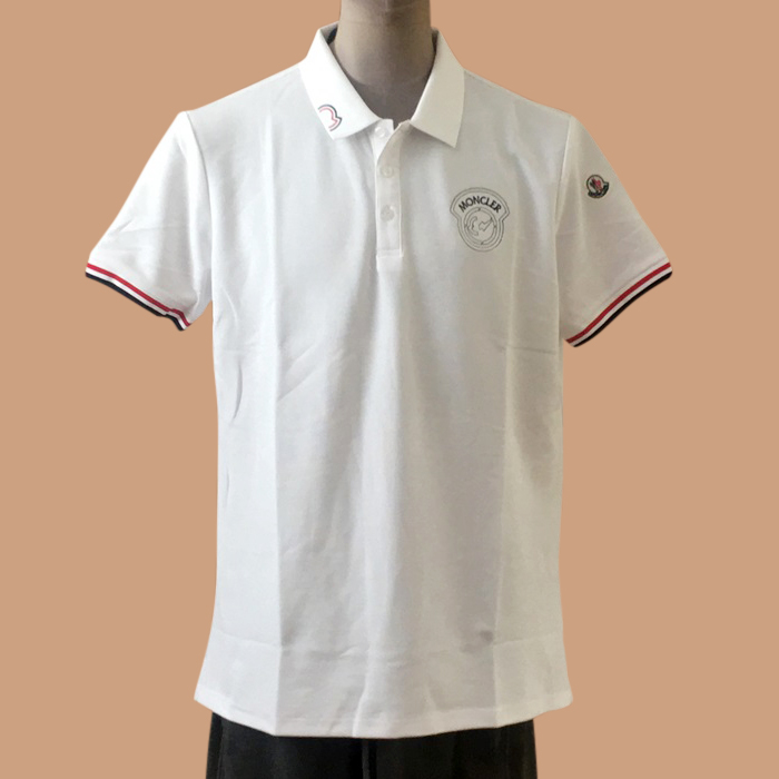  モンクレール メンズ ホワイト ポロ 半袖Tシャツ - White  - moc02473x