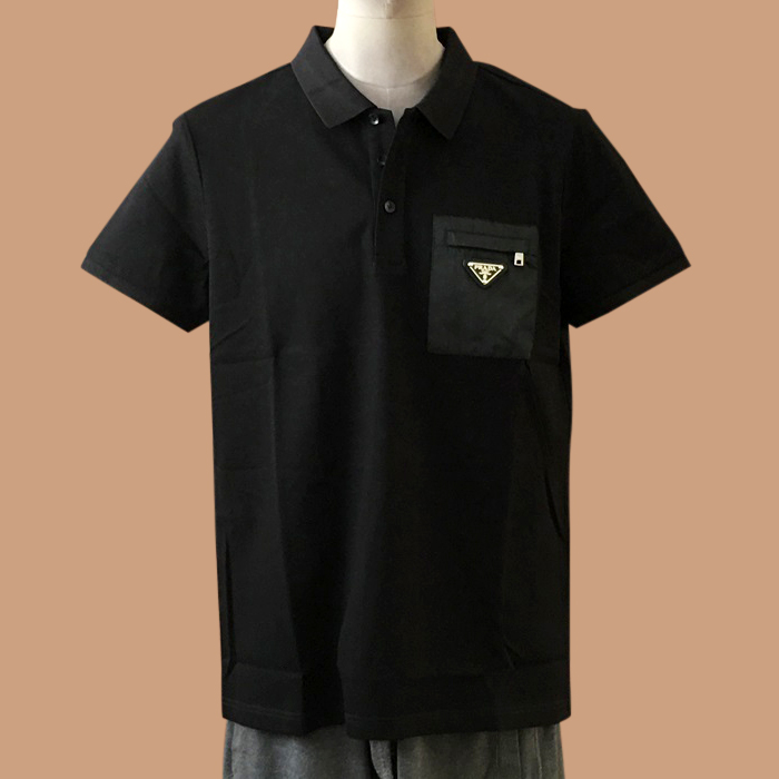  プラダメンズ ベーシック LOGO ポロ 半袖Tシャツ Pra02298x Size(s - xl) ブラック