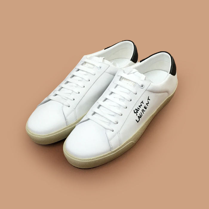  SLS0097 - サンローランメンズレザースニーカーホワイト