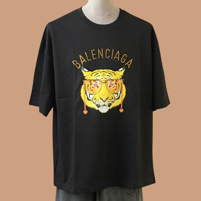  バレンシアガ レディース クルーネック ブラック 半袖Tシャツ -   - bal01352x