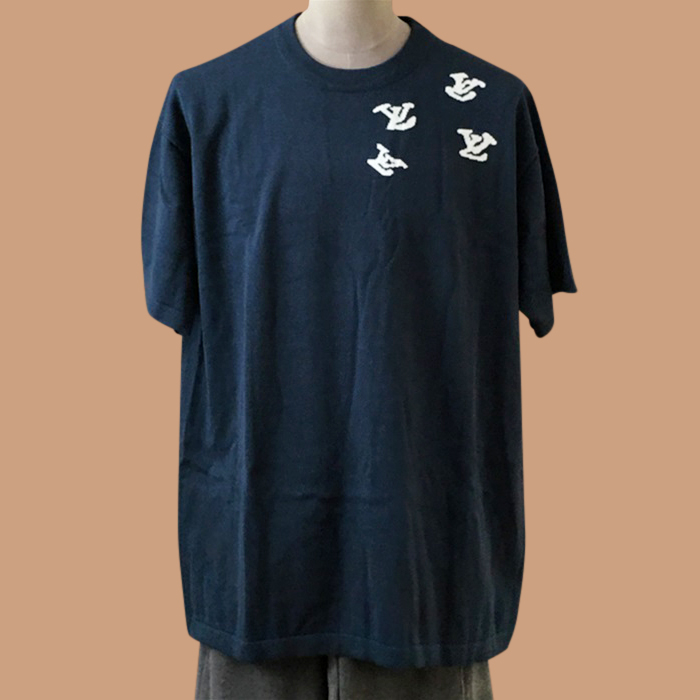  ルイヴィトン メンズ ネイビー クルーネック 半袖Tシャツ -  - lou04144x