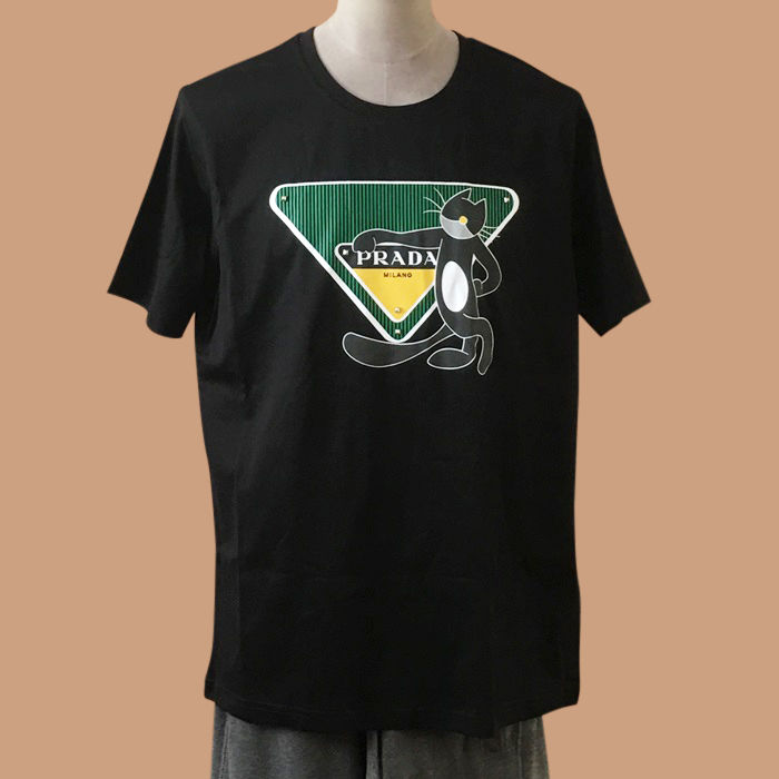  プラダ レディース クルーネック ブラック 半袖Tシャツ - - Pra02578x