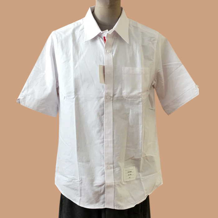  トムブラウンメンズ ストラップ コットン 半袖 シャツ Thom0641x.ホワイト