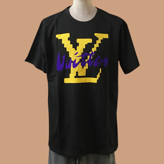  ルイヴィトン メンズ ブラック クルーネック 半袖Tシャツ -  - lou04165x