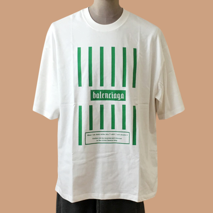  バレンシアガ メンズ クルーネック ホワイト 半袖Tシャツ - White  - bal01369x