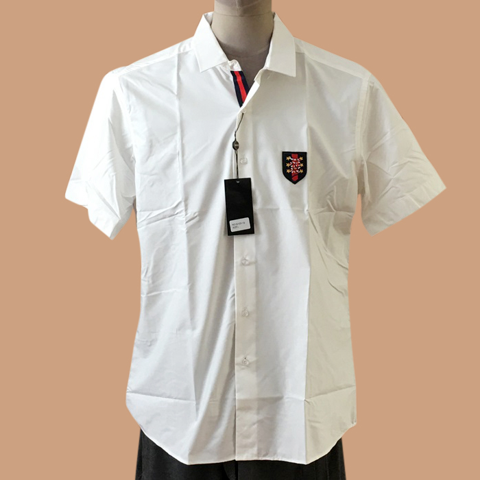  グッチメンズ ベーシック シルク 半袖Tシャツ Guc02643x.Size2(ブルー/ホワイト)