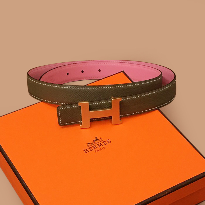  エルメスレディースレザーベルト 2.5cm,HERBT0120,カーキ