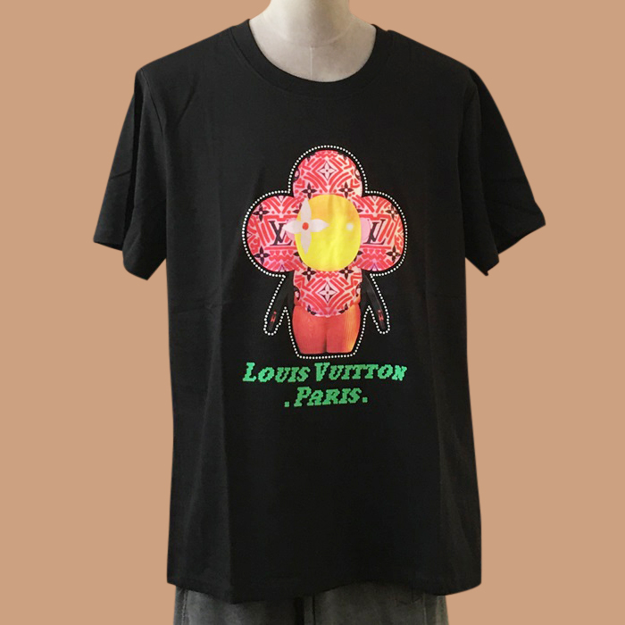  ルイヴィトン ユニセックス クルーネック ブラック 半袖Tシャツ - - lou03953x