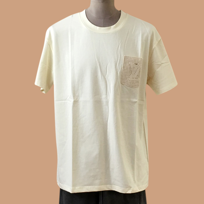  ルイヴィトン メンズ アイボリー クルーネック 半袖Tシャツ - Ivory  - lou04150x