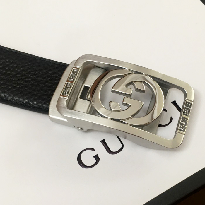  GUBT0187 - グッチメンズレザーベルト,3.5cm,ブラック