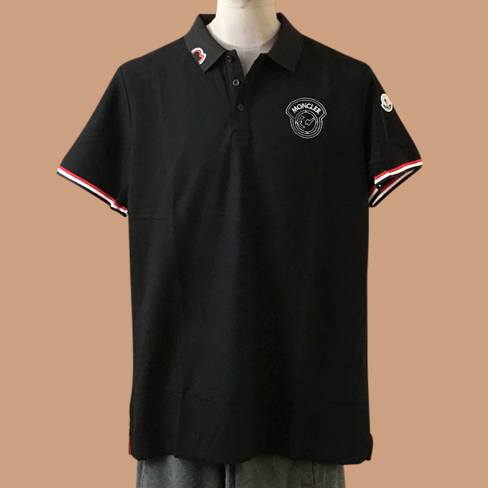  モンクレール メンズ ブラック ポロ 半袖Tシャツ -  - moc02471x