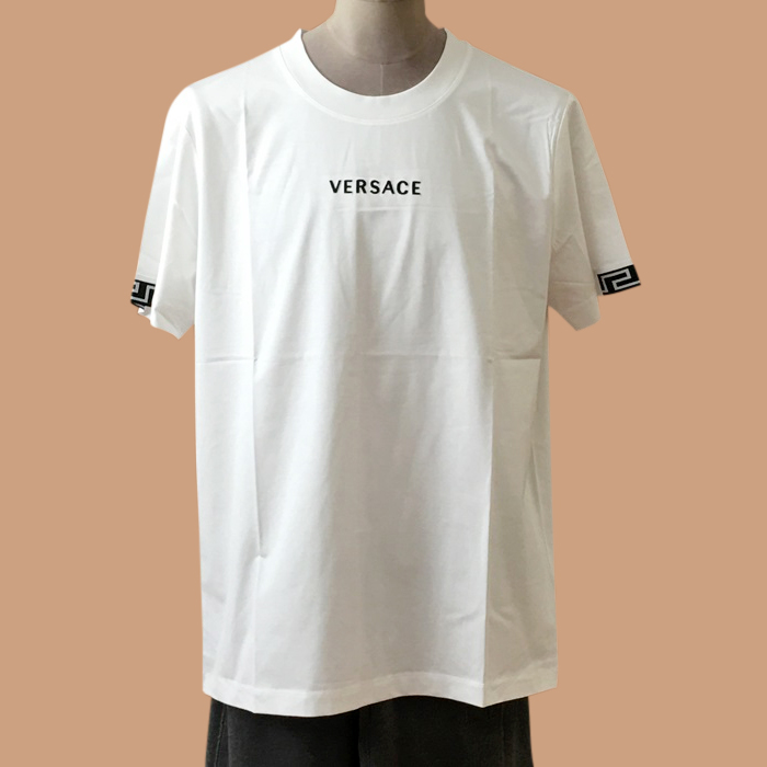  ヴェルサーチ メンズ ホワイト クルーネック 半袖Tシャツ - White  - ver0896x