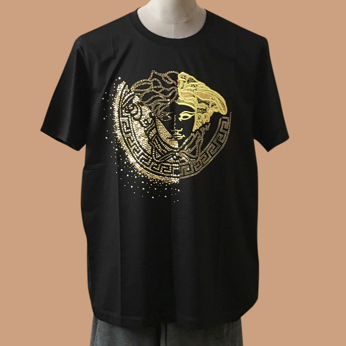  ヴェルサーチ メンズ ブラック クルーネック 半袖Tシャツ -  - ver0894x