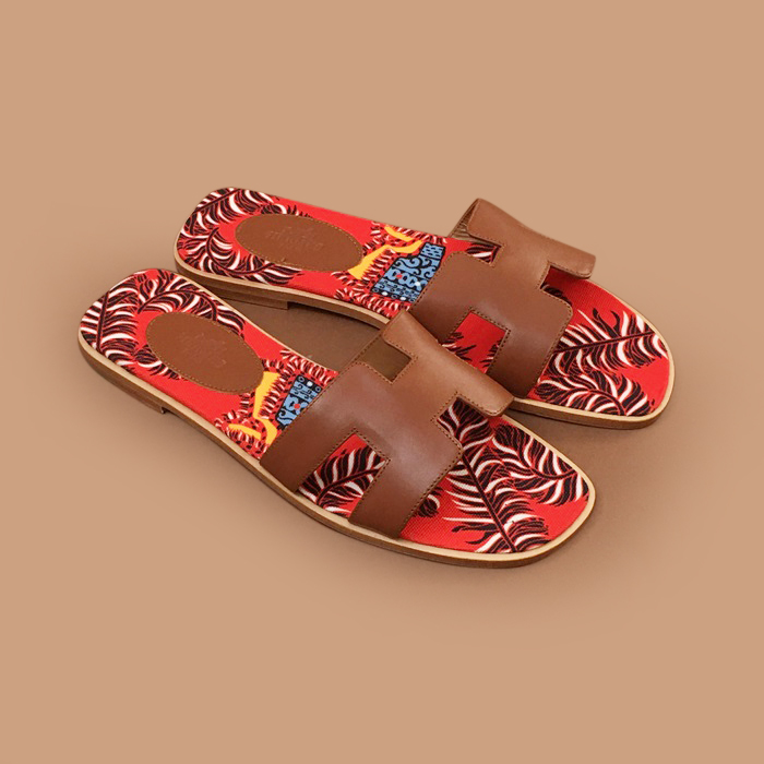  エルメスレディース オアシスレザースリッパ HERS0107,ブラウン