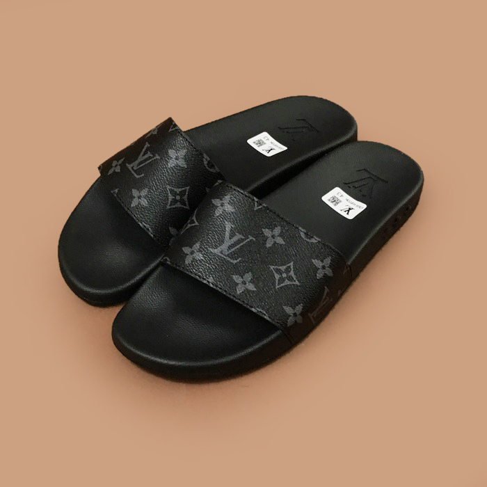  ルイヴィトンメンズレザースリッパLOUS1948,ブラック