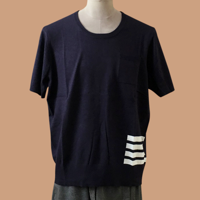  トムブラウンメンズ カジュアル 半袖Tシャツ Thom01256x.ネイビー