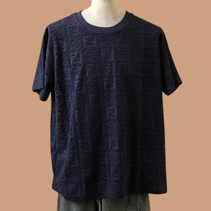  フェンディ メンズ クルーネック ネイビー 半袖Tシャツ -  - fen01156x