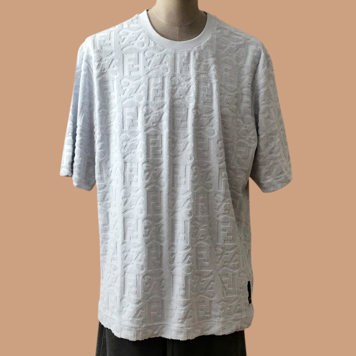  フェンディ メンズ クルーネック ブルー 半袖Tシャツ -   - fen01177x