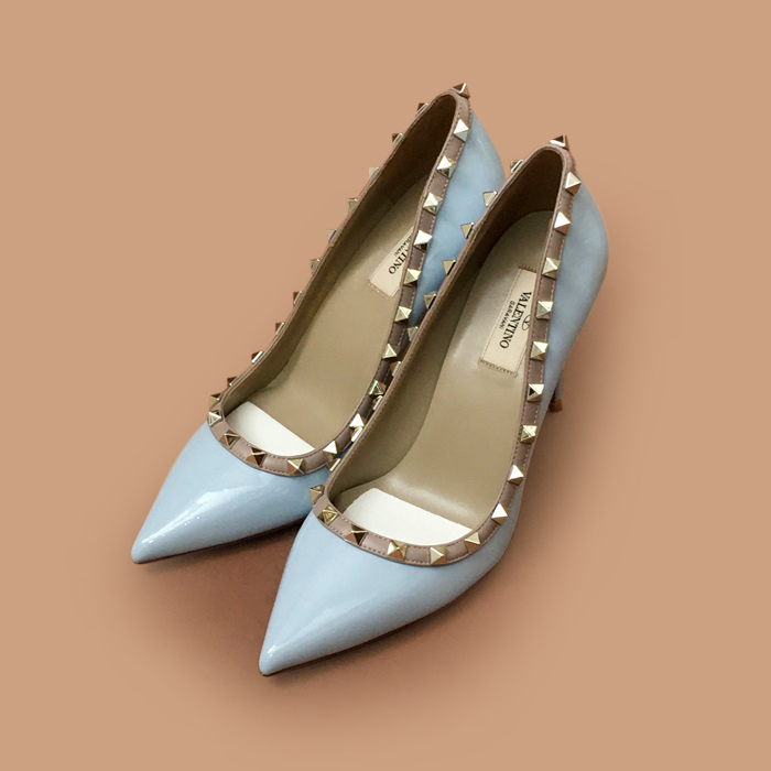  ヴァレンティノレディースレザーパンプス ハイヒール VTS0042.ライトスカイブルー