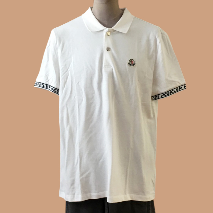  モンクレール メンズ ホワイト ポロ 半袖Tシャツ - White  - moc02476x