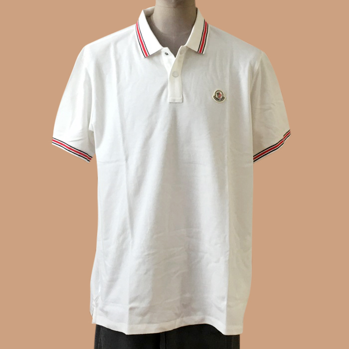  モンクレール メンズ アイボリー ポロ 半袖Tシャツ - Ivory  - moc02474x