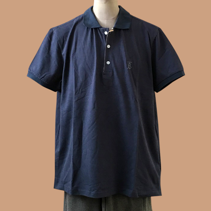  バーバリーメンズ LOGO コットン ポロ 半袖Tシャツ Bur02529x.Size(m - 2xl).ネイビー